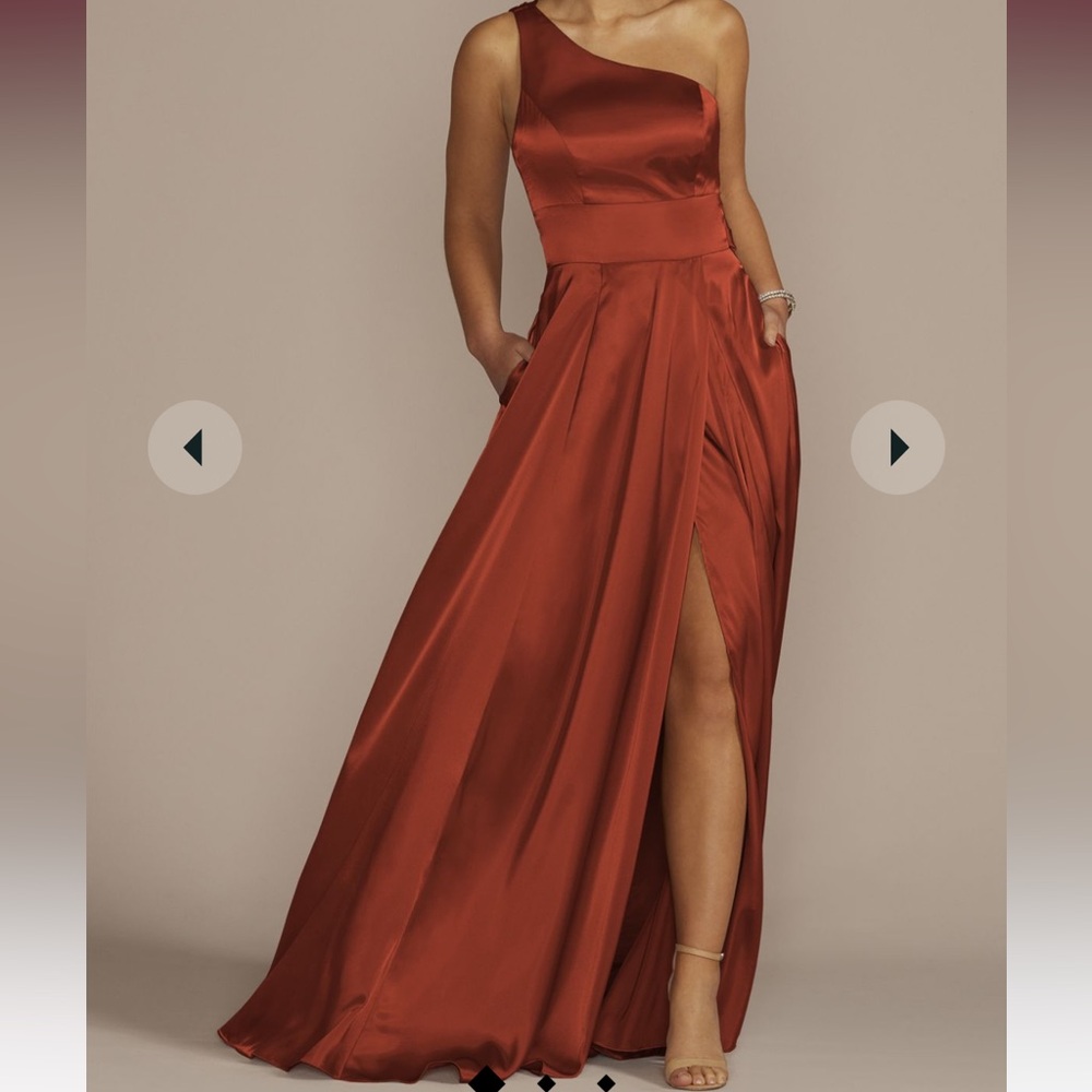 GALINA SIGNATURE one-shoulder draped charmeuse dress